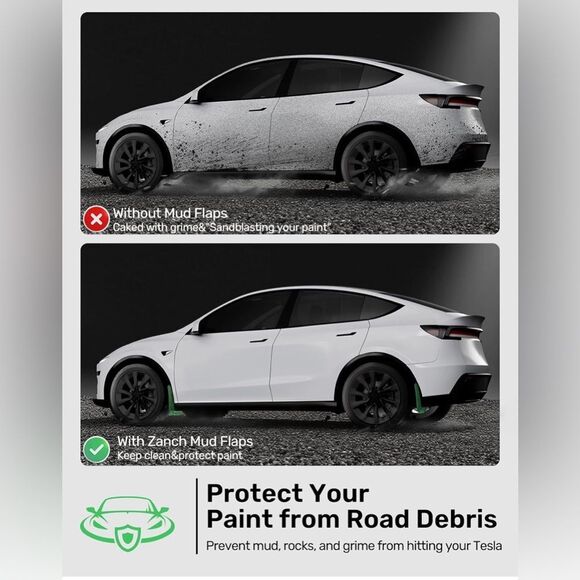 Tesla Model Y (2020-2025) mudflaps 4pk - Picture 2 of 7
